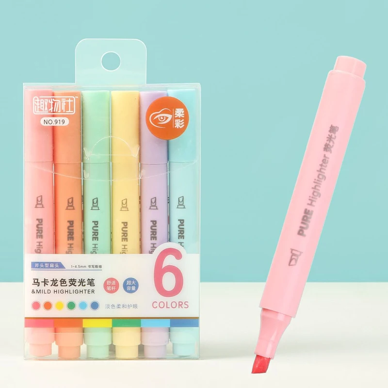 Pastel Highlighter Set Double Ended - 6 Pz/set Colore Pastello Macaron Evidenziatore