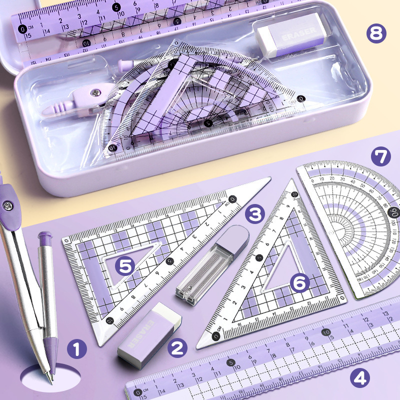 Set di 8 strumenti geometrici  - Math Geometry Set With Compass recensione e prezzo